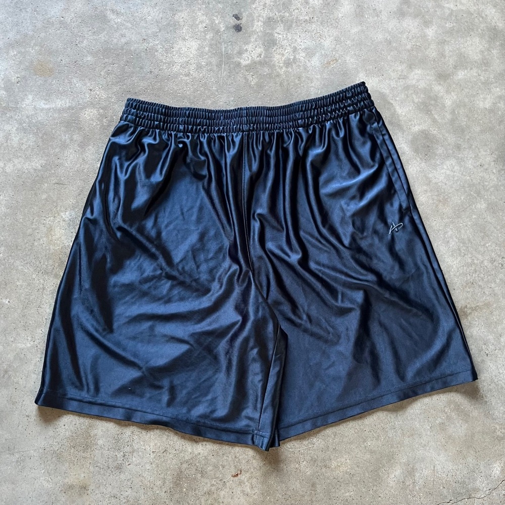 VTG Y2k Athletech Basketball Shorts Mens XL Blue Shiny Silky Adam Sandler Baggy